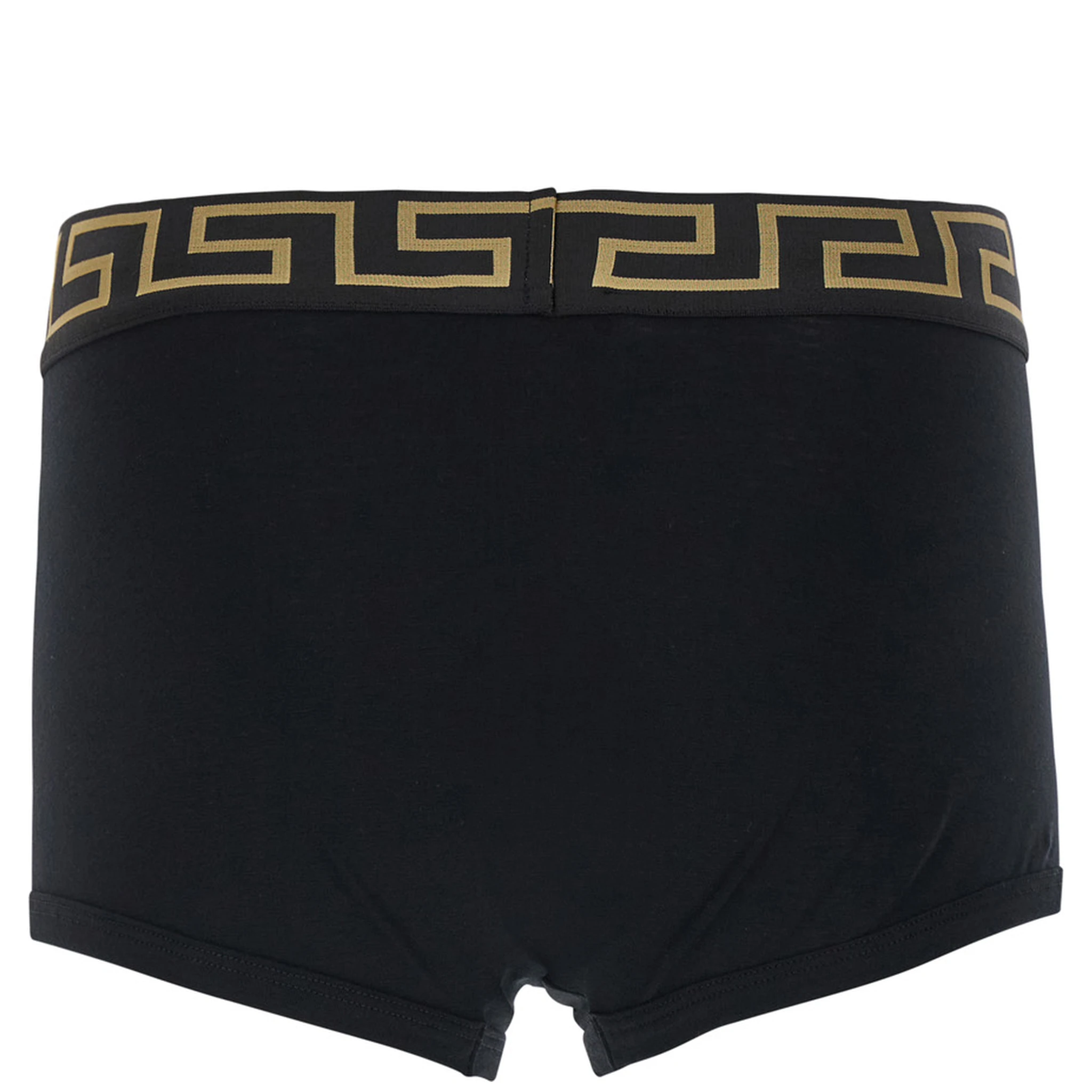 Black Boxer Briefs with Greca and Medusa Detail in Stretch Cotton Man