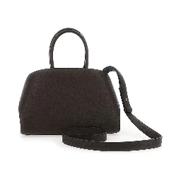 Hug Small Brown Shoulder Bag with Logo and Gancini Buckle in Leather Woman