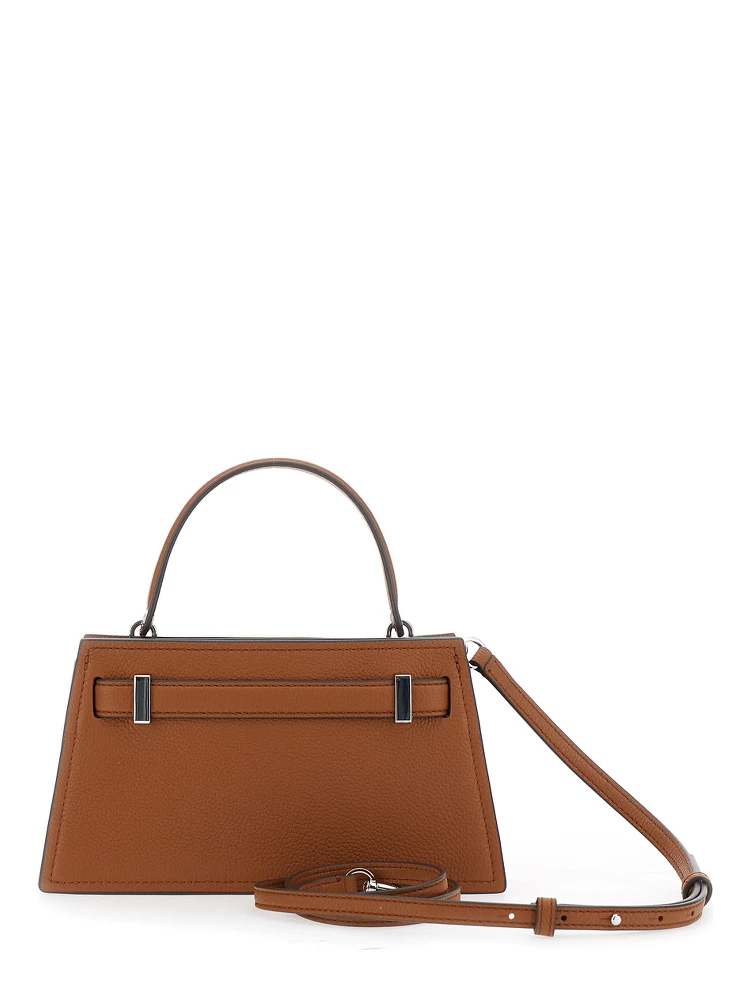 Petite Lee Radziwill Brown Crossbody Bag with Adjustable and Removable Shoulder Strap and T-Buckle Closure in Grained Leather Woman alternative