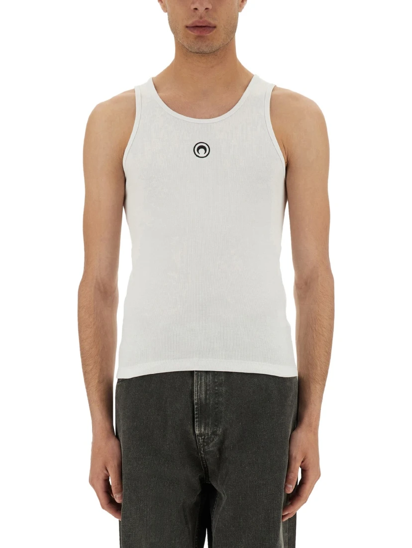 RIBBED TANK TOP WITH MOON LOGO
