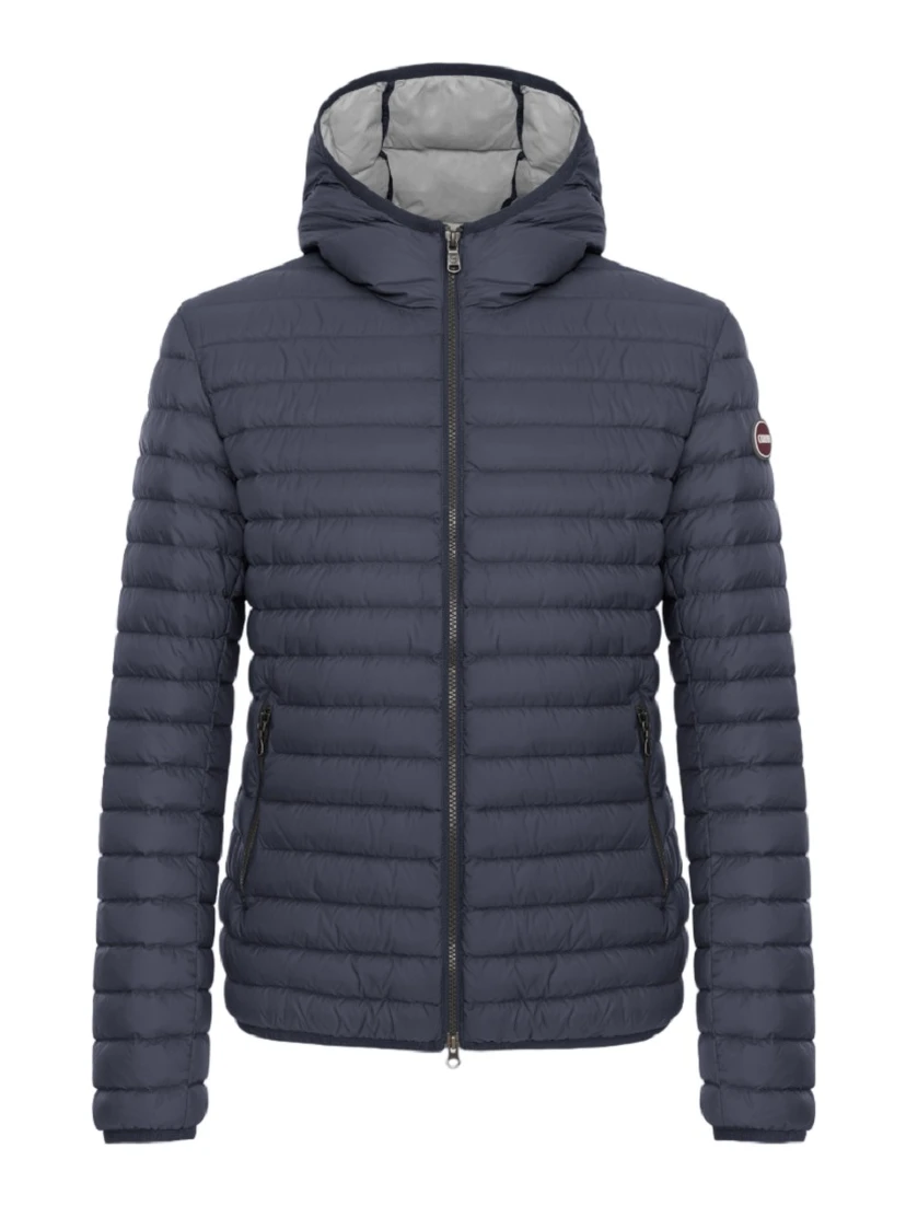 Hooded Horizontal-Quilted Down Jacket
