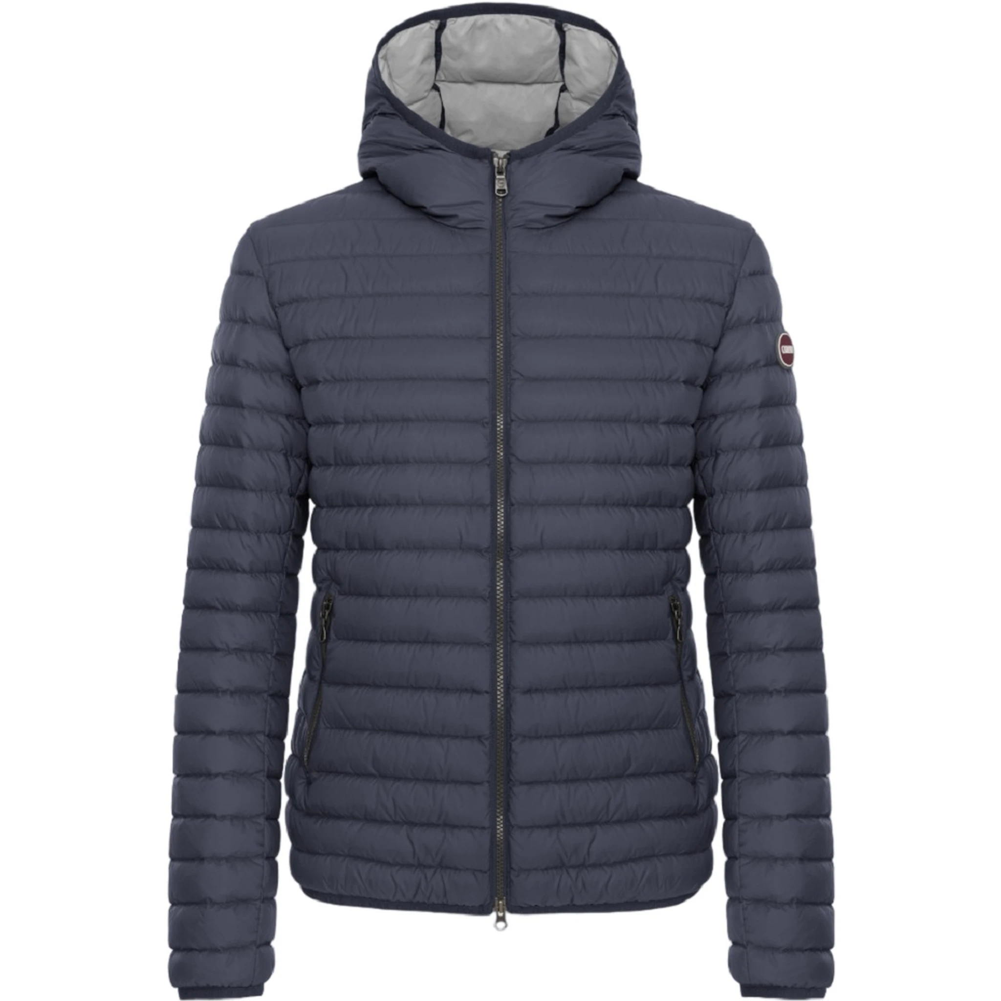 Hooded Horizontal-Quilted Down Jacket