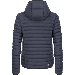 Hooded Horizontal-Quilted Down Jacket