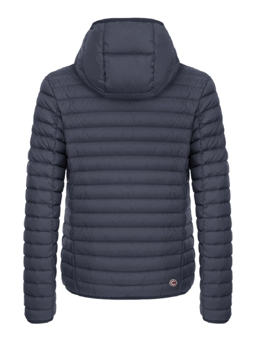Hooded Horizontal-Quilted Down Jacket