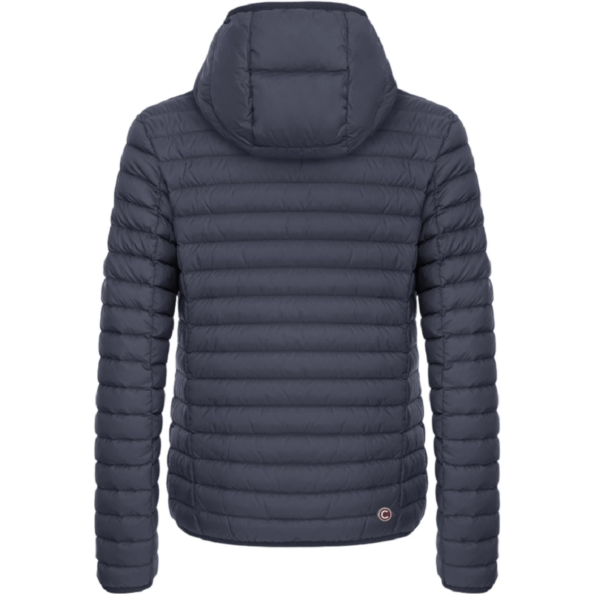 Hooded Horizontal-Quilted Down Jacket