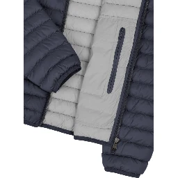 Hooded Horizontal-Quilted Down Jacket