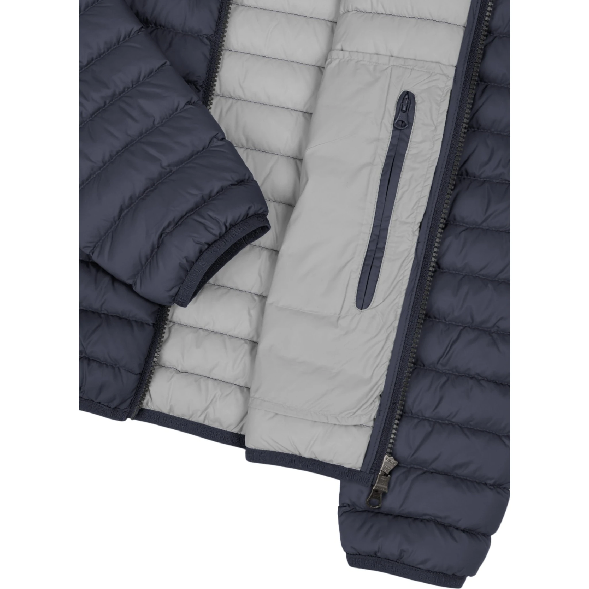 Hooded Horizontal-Quilted Down Jacket