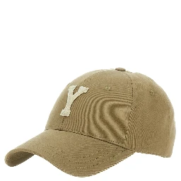 Beige Baseball Cap with Logo Embroidery on the Front in Cotton Man