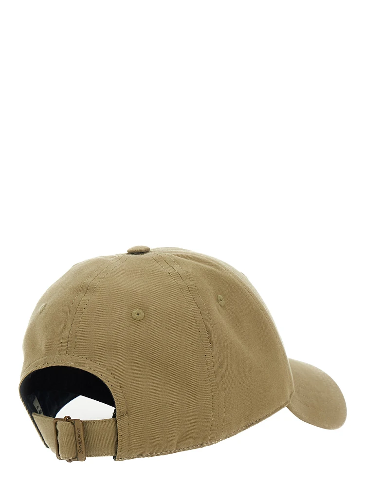 Beige Baseball Cap with Logo Embroidery on the Front in Cotton Man alternative