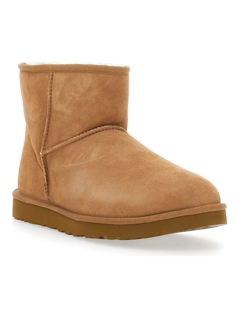 Classic Mini Brown Ankle Boots with Logo Patch on the Rear and Shearling Lining in Suede Man