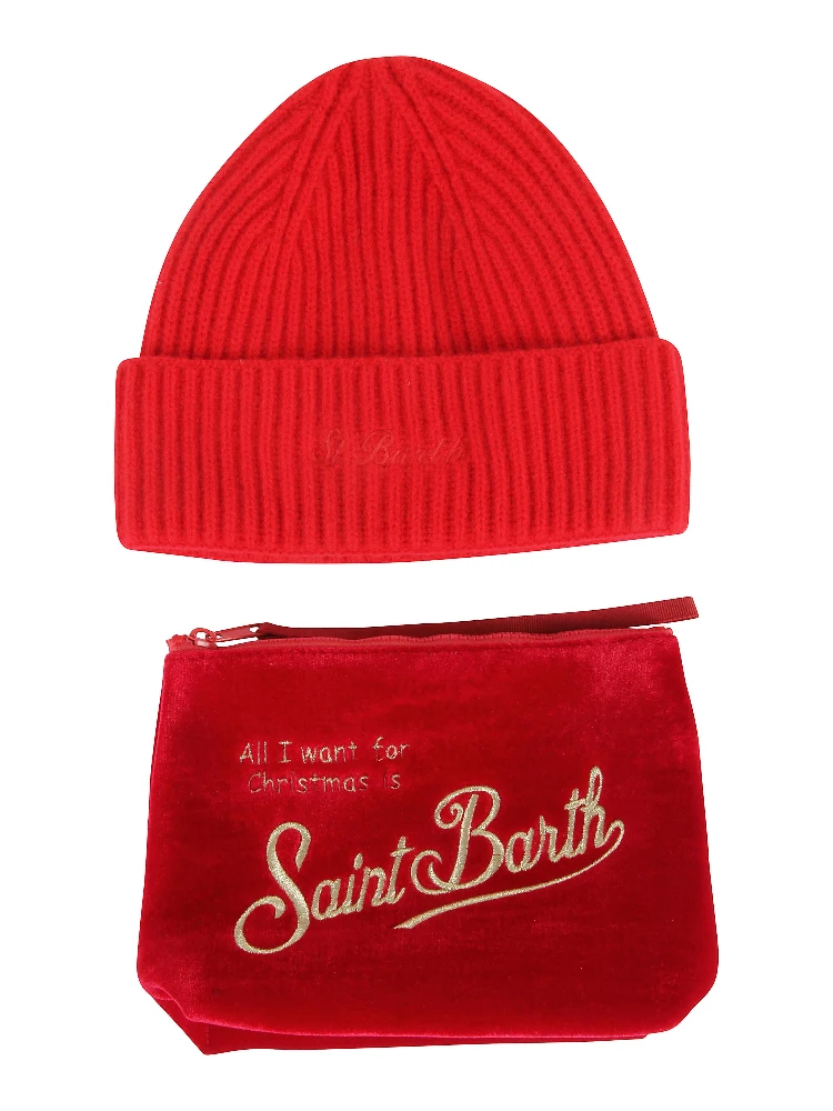 Ribbed velvet beanie pouch