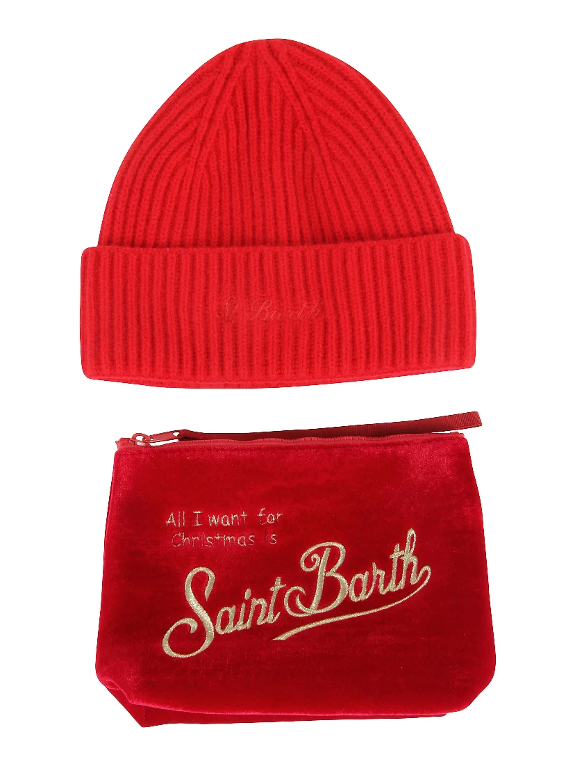 Ribbed velvet beanie pouch