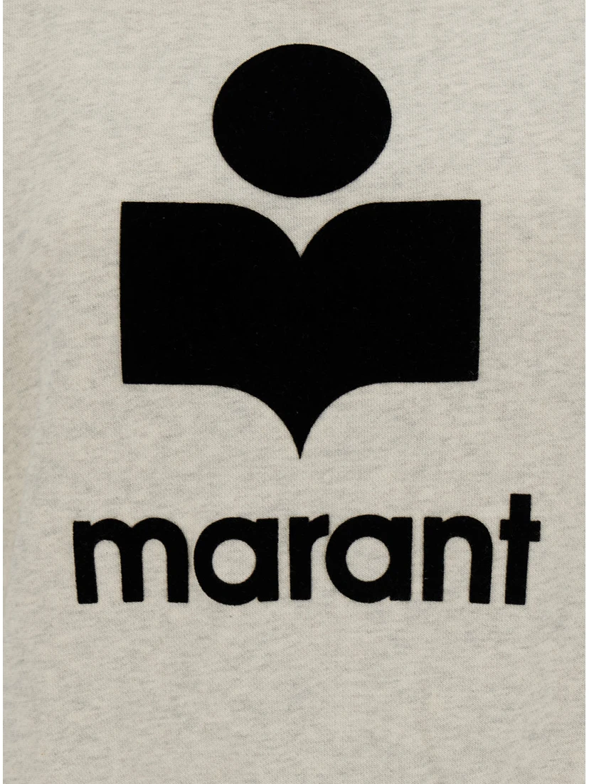 Beige High Neck Sweatshirt with Contrasting Logo Print in Cotton Blend Woman