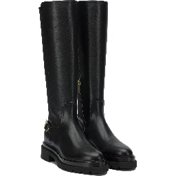 Leather knee-high boots