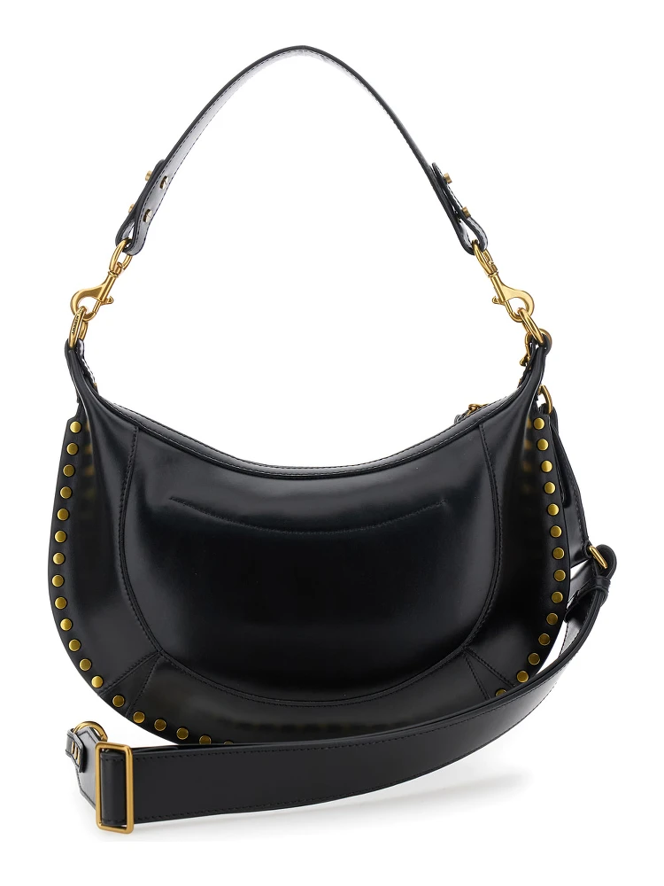 Naoko Black Shoulder Bag with Embossed Logo Lettering on the Front and Removable Shoulder Strap in Leather Woman alternative