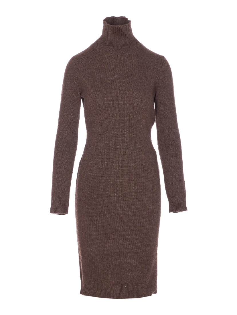 high-neck ribbed dress
