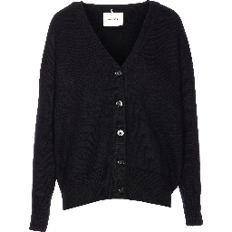Knitwear V-neck Long Sleeve Top In Black