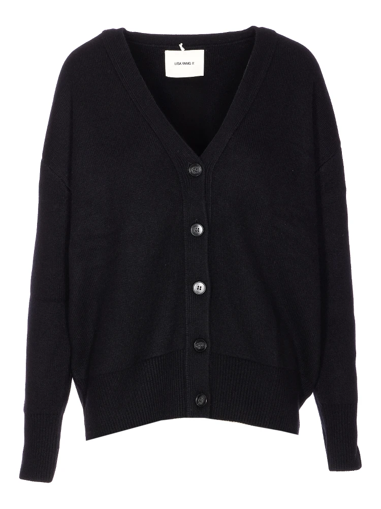 Knitwear V-neck Long Sleeve Top In Black