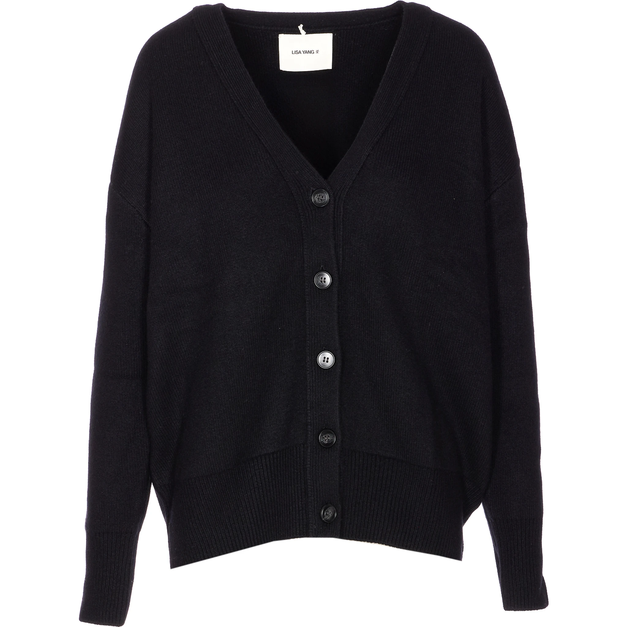 Knitwear V-neck Long Sleeve Top In Black