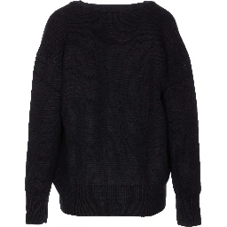 Knitwear V-neck Long Sleeve Top In Black