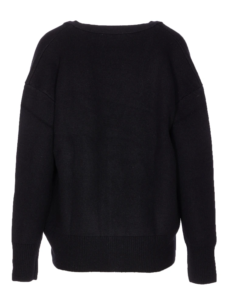 Knitwear V-neck Long Sleeve Top In Black alternative