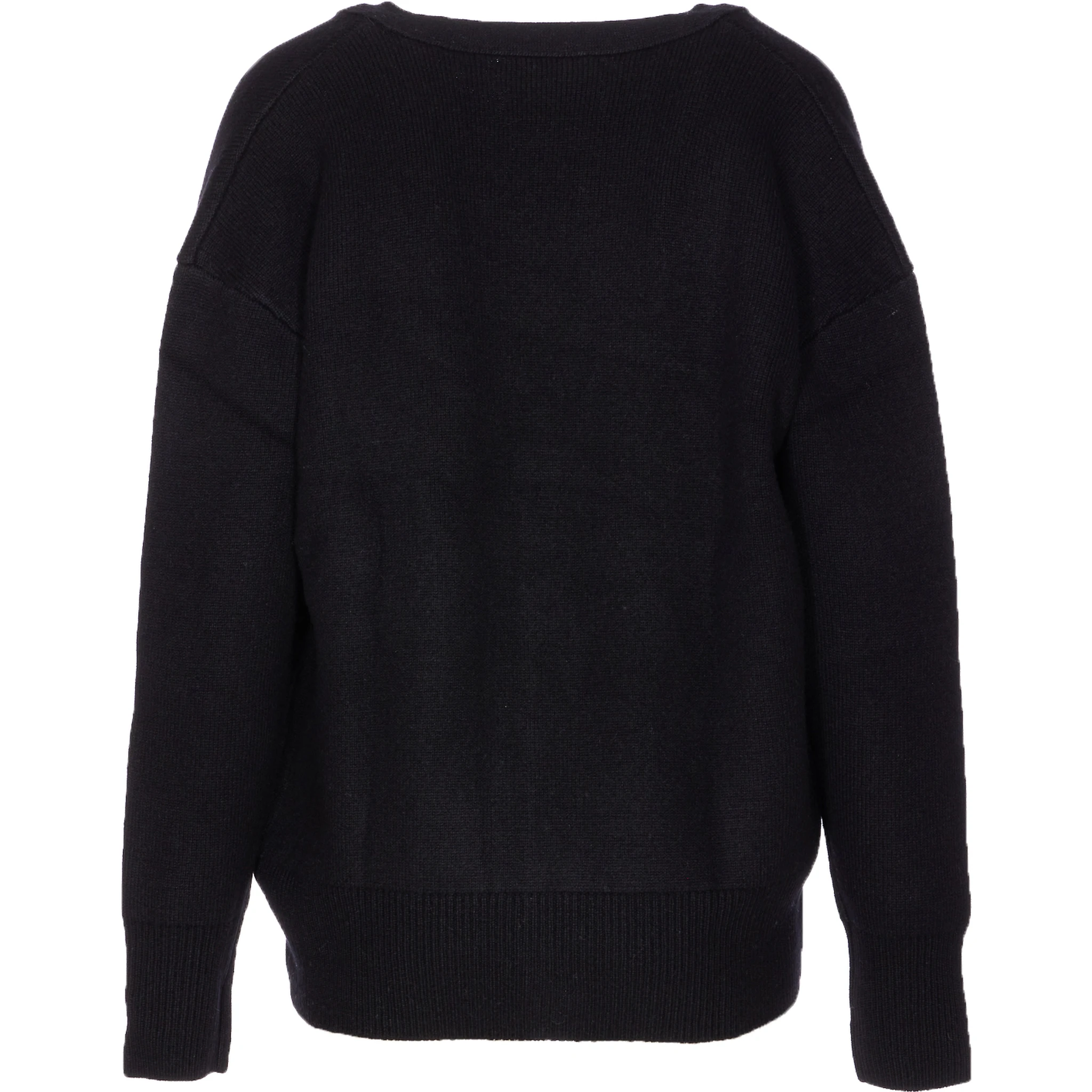 Knitwear V-neck Long Sleeve Top In Black