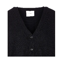 Knitwear V-neck Long Sleeve Top In Black