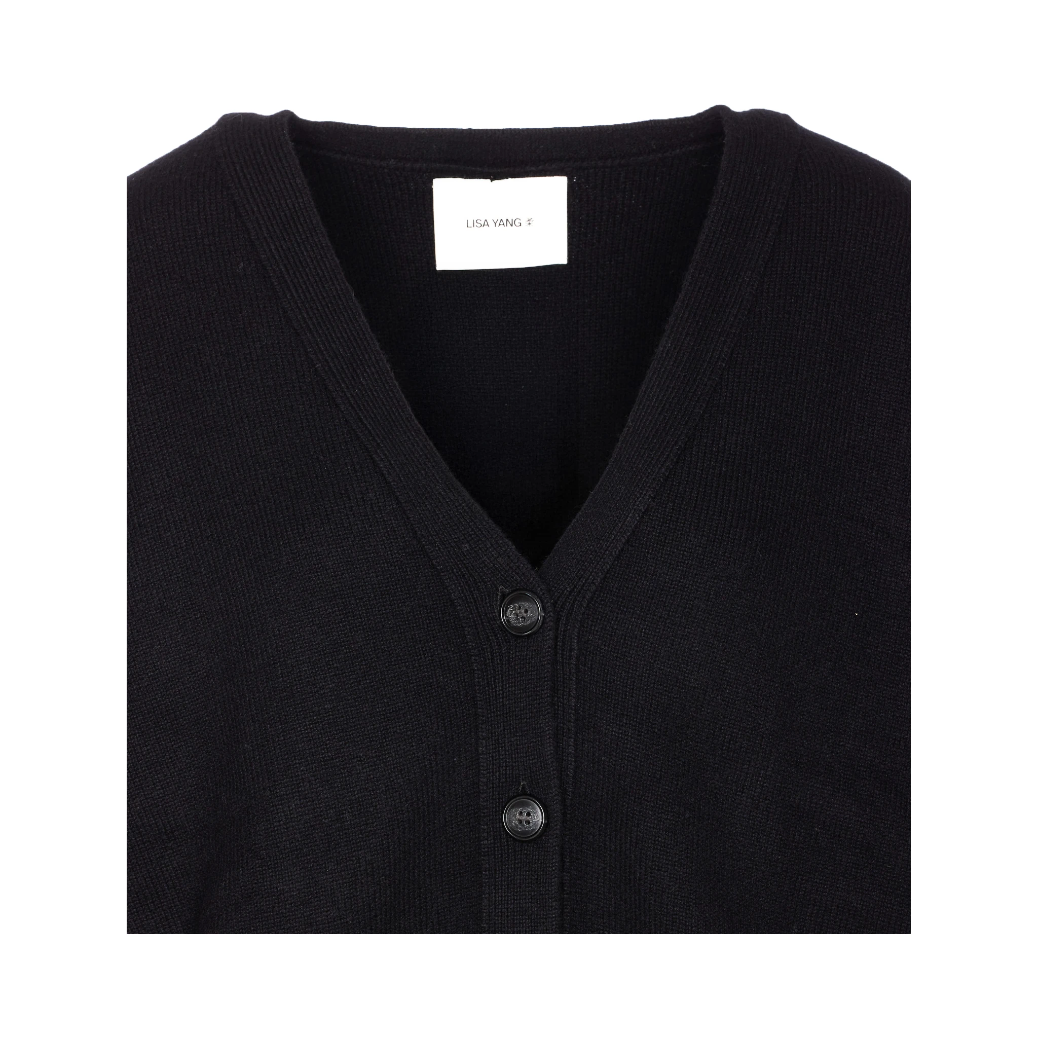 Knitwear V-neck Long Sleeve Top In Black