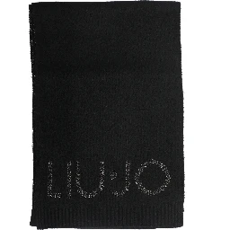 logo-embroidered fringe scarf