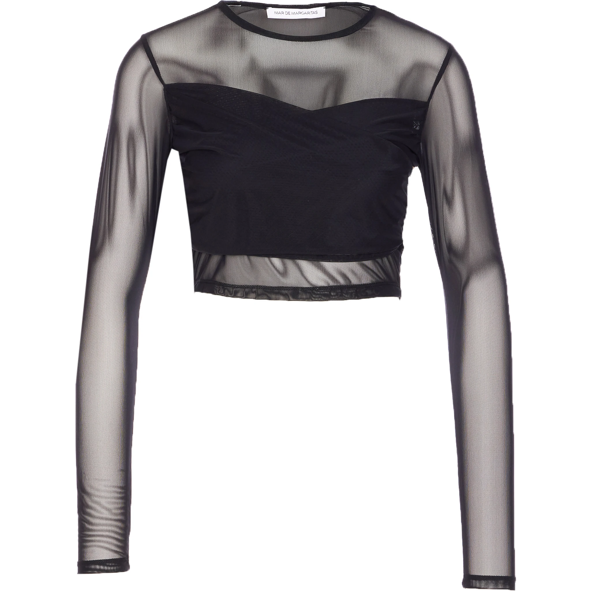 mesh crew-neck top
