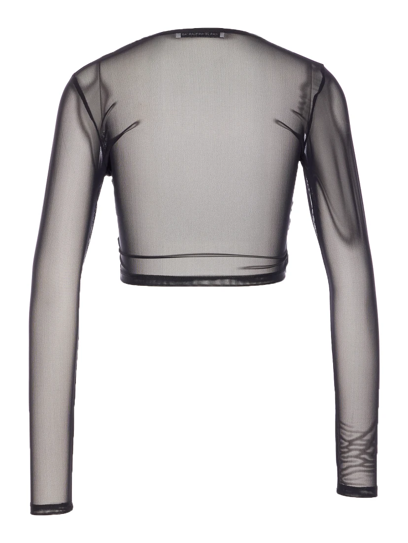 mesh crew-neck top