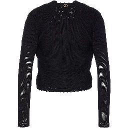 Floral-embroidered knitted sweater