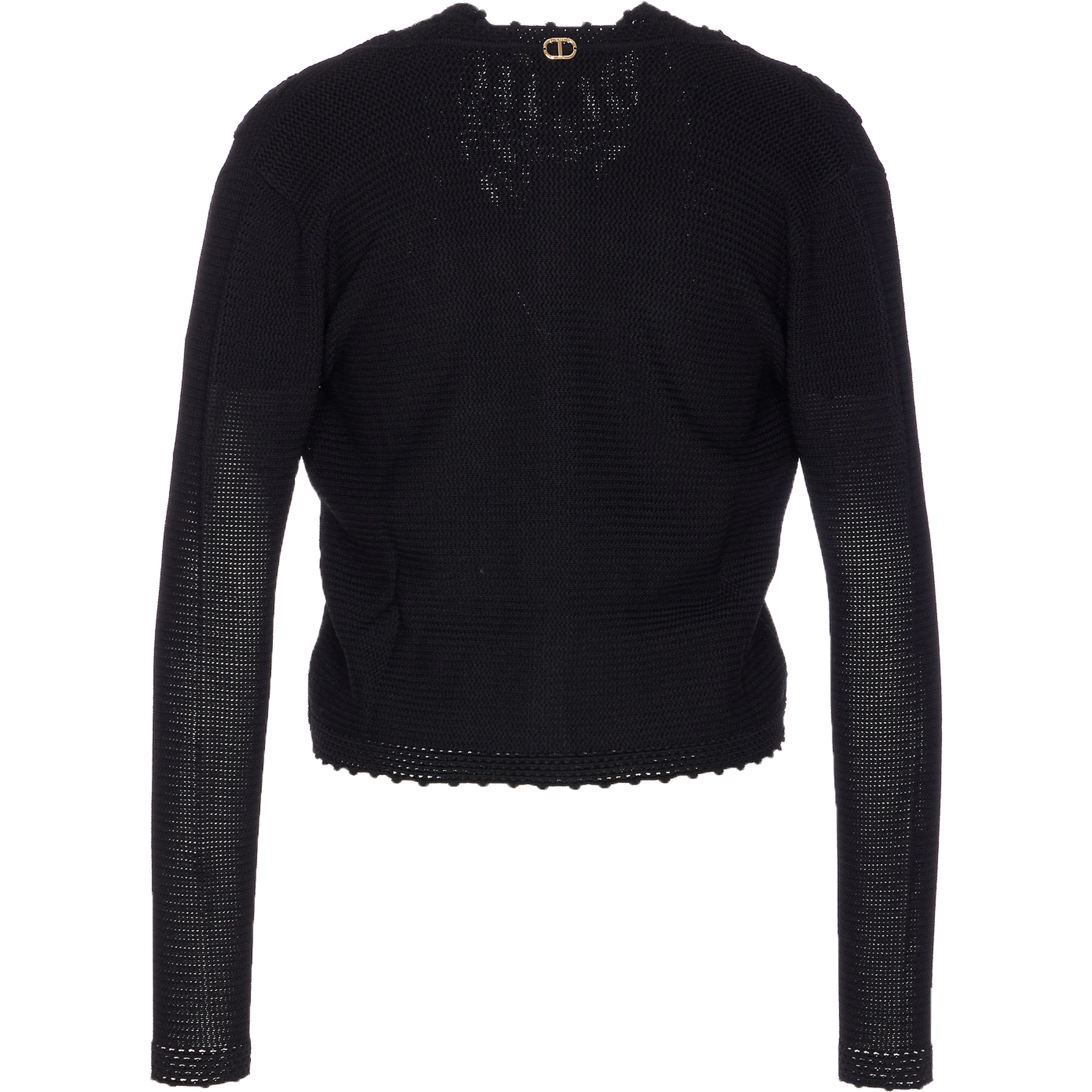 Floral-embroidered knitted sweater