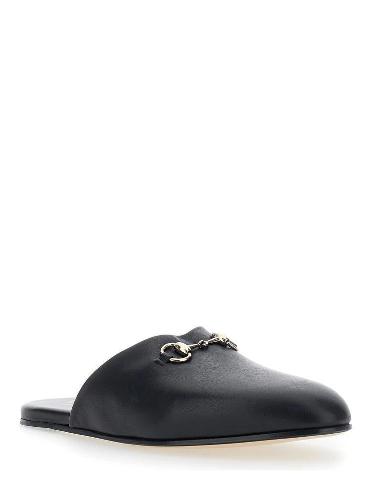 Black Mule with Horsebit on the Front in Smooth Leather Man alternative