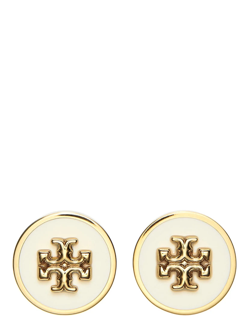 Metallic Earings with Circular Shape and Double T Motif in Brass Blend Woman