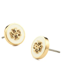 Metallic Earings with Circular Shape and Double T Motif in Brass Blend Woman