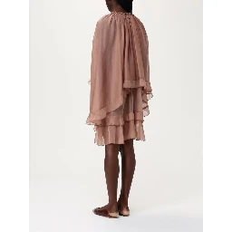 Beige Silk Casual Dress