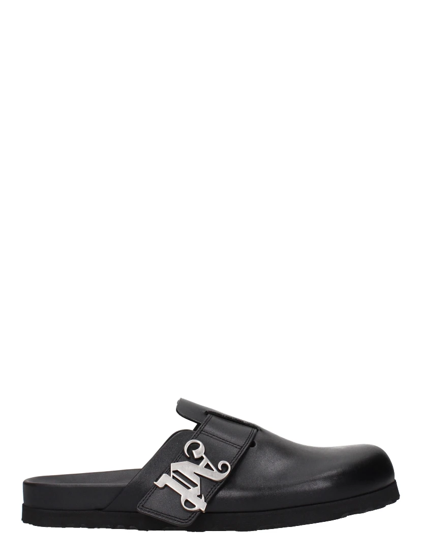 Black Leather Slippers