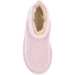 Classic Ultra Mini Pink Ankle Boots with Shearling Lining in Leather Girl