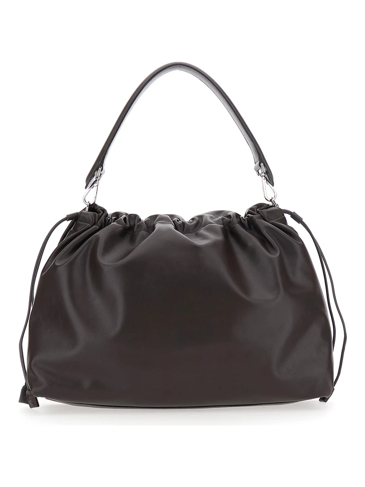 Mama Baguette Large Brown Shoulder Bag with FF Closure on the Front in Leather Man alternative