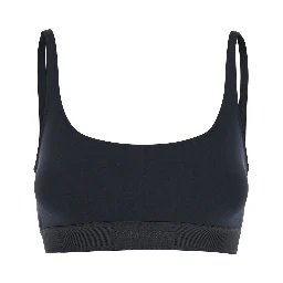 Black Bralette Top with Scoop Neck and Logo Lettering on the Front in Modal Stretch Woman