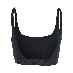 Black Bralette Top with Scoop Neck and Logo Lettering on the Front in Modal Stretch Woman