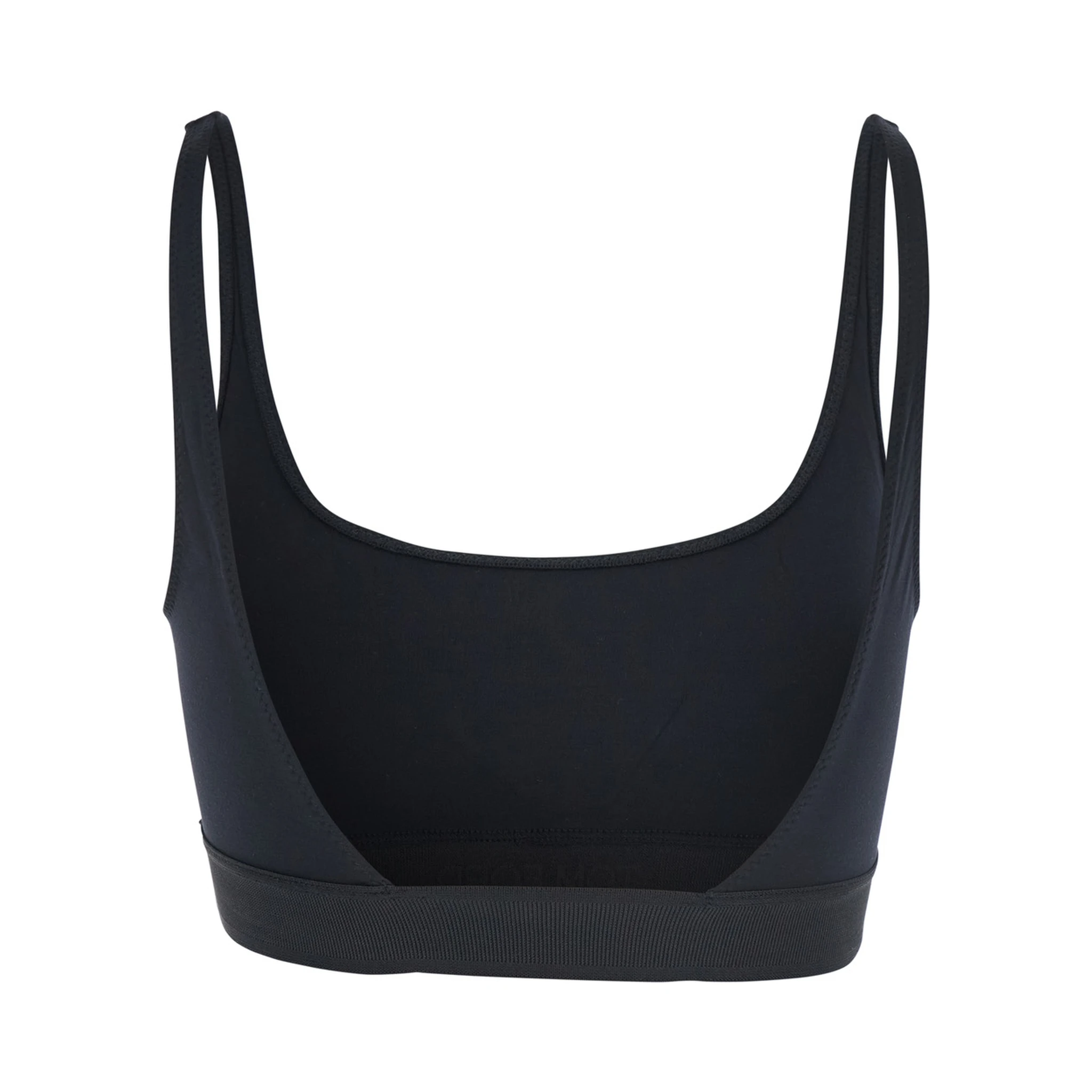 Black Bralette Top with Scoop Neck and Logo Lettering on the Front in Modal Stretch Woman