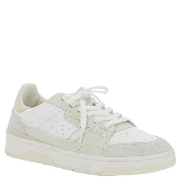 Clay Beige Sneakers with Suede Panels and Logo Patch on the Tongue in Leather Man