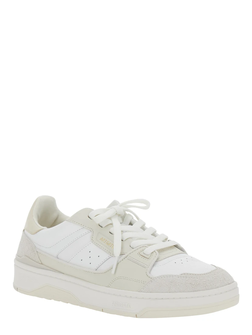 Clay Beige Sneakers with Suede Panels and Logo Patch on the Tongue in Leather Man