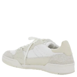Clay Beige Sneakers with Suede Panels and Logo Patch on the Tongue in Leather Man