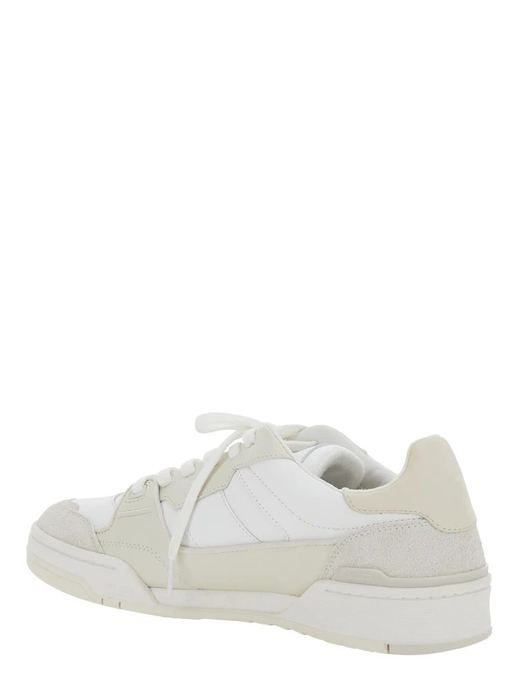 Clay Beige Sneakers with Suede Panels and Logo Patch on the Tongue in Leather Man alternative