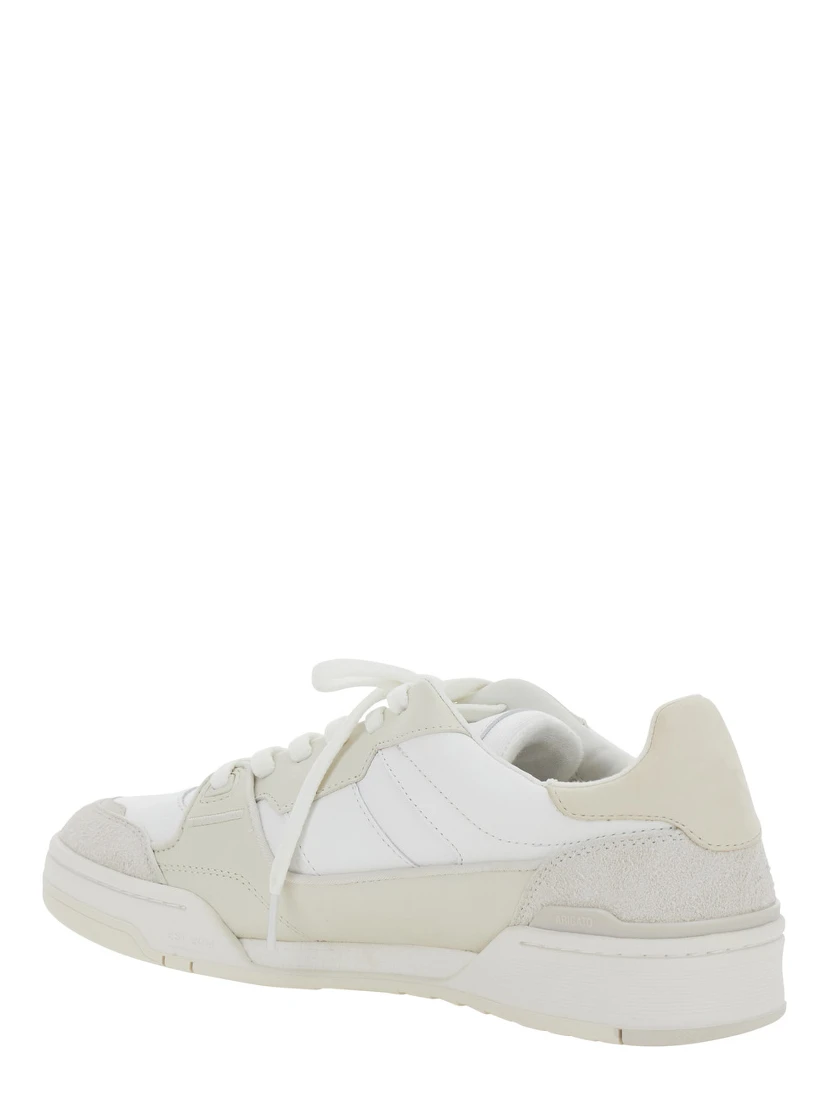 Clay Beige Sneakers with Suede Panels and Logo Patch on the Tongue in Leather Man