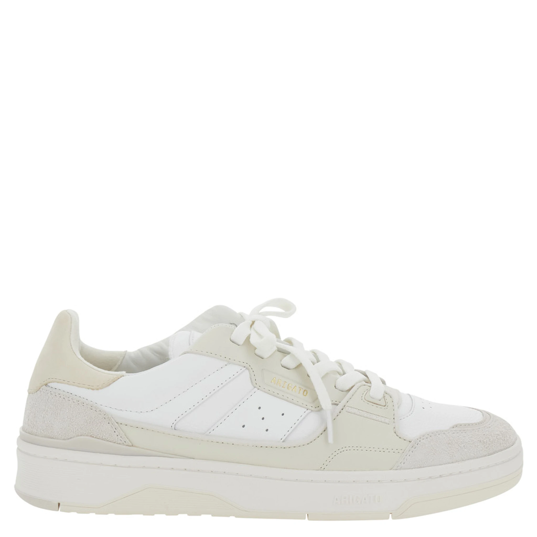 Clay Beige Sneakers with Suede Panels and Logo Patch on the Tongue in Leather Man