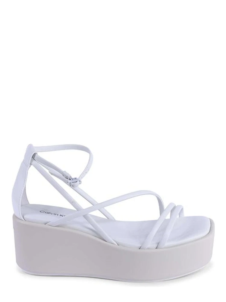 White Leather Platform Sandals